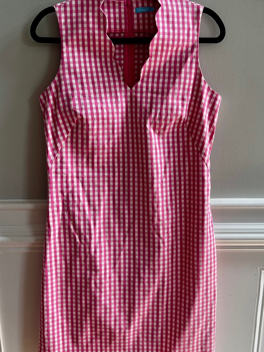 J. McLaughlin Pink and White Gingham Sleeveless Midi Dress